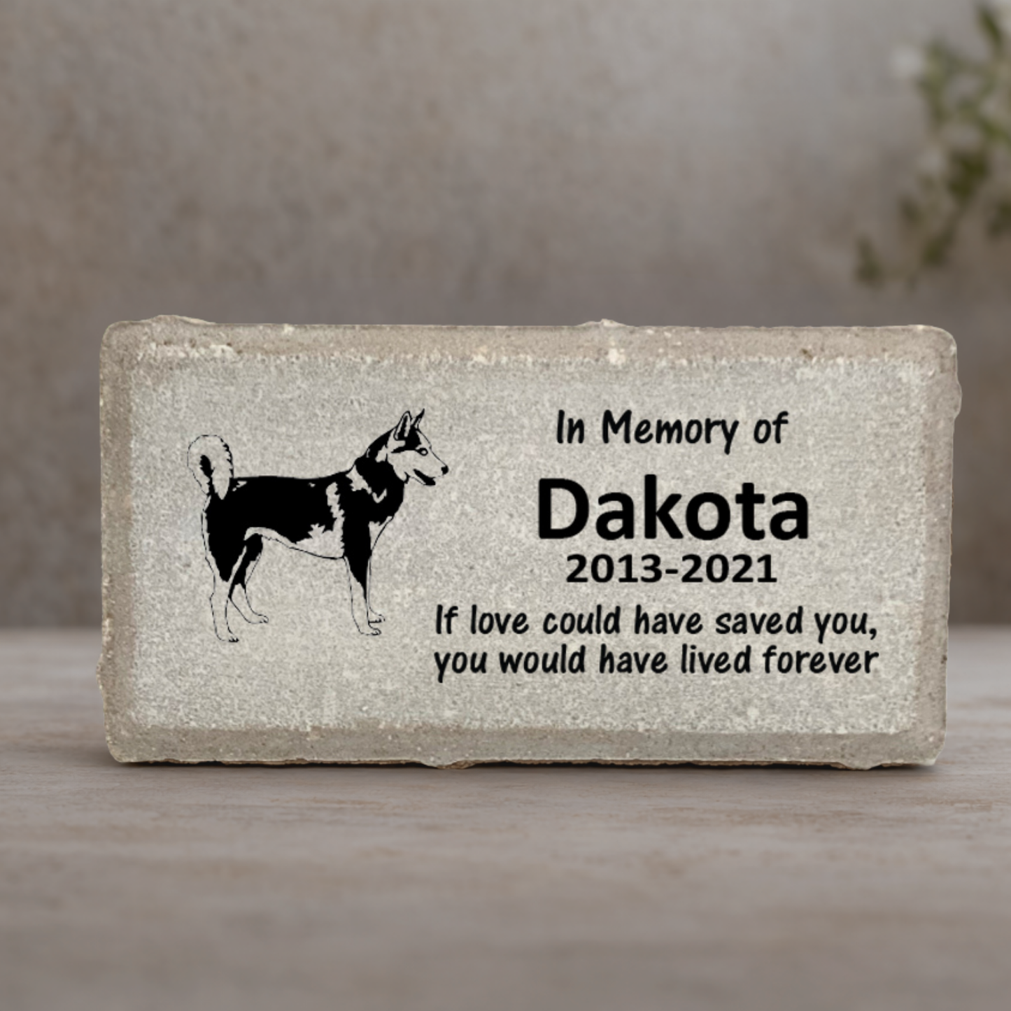 Husky Memorial Stone - Personalized Pet Memorial | Custom Dog Loss Gift