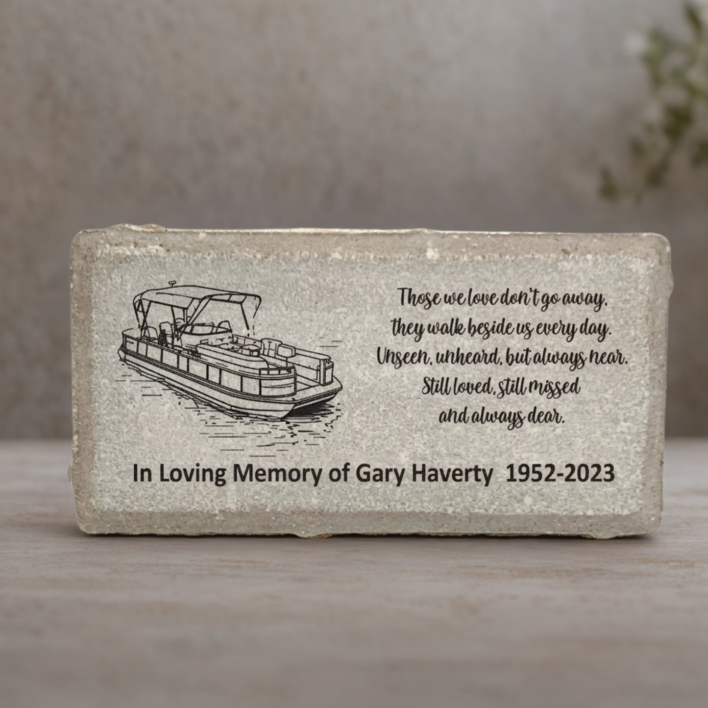 Pontoon Boat Memorial Stone – Personalized Custom Memorial Gift for Loss of Father