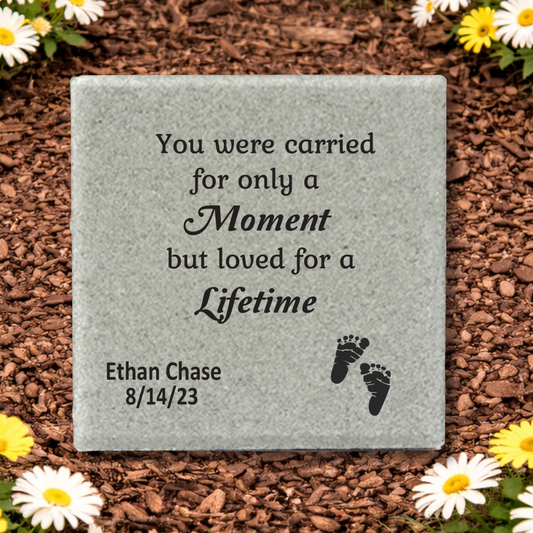 Baby Memorial Stone - 12x12 Personalized Infant Loss Stone | Sympathy Gift for Baby Loss