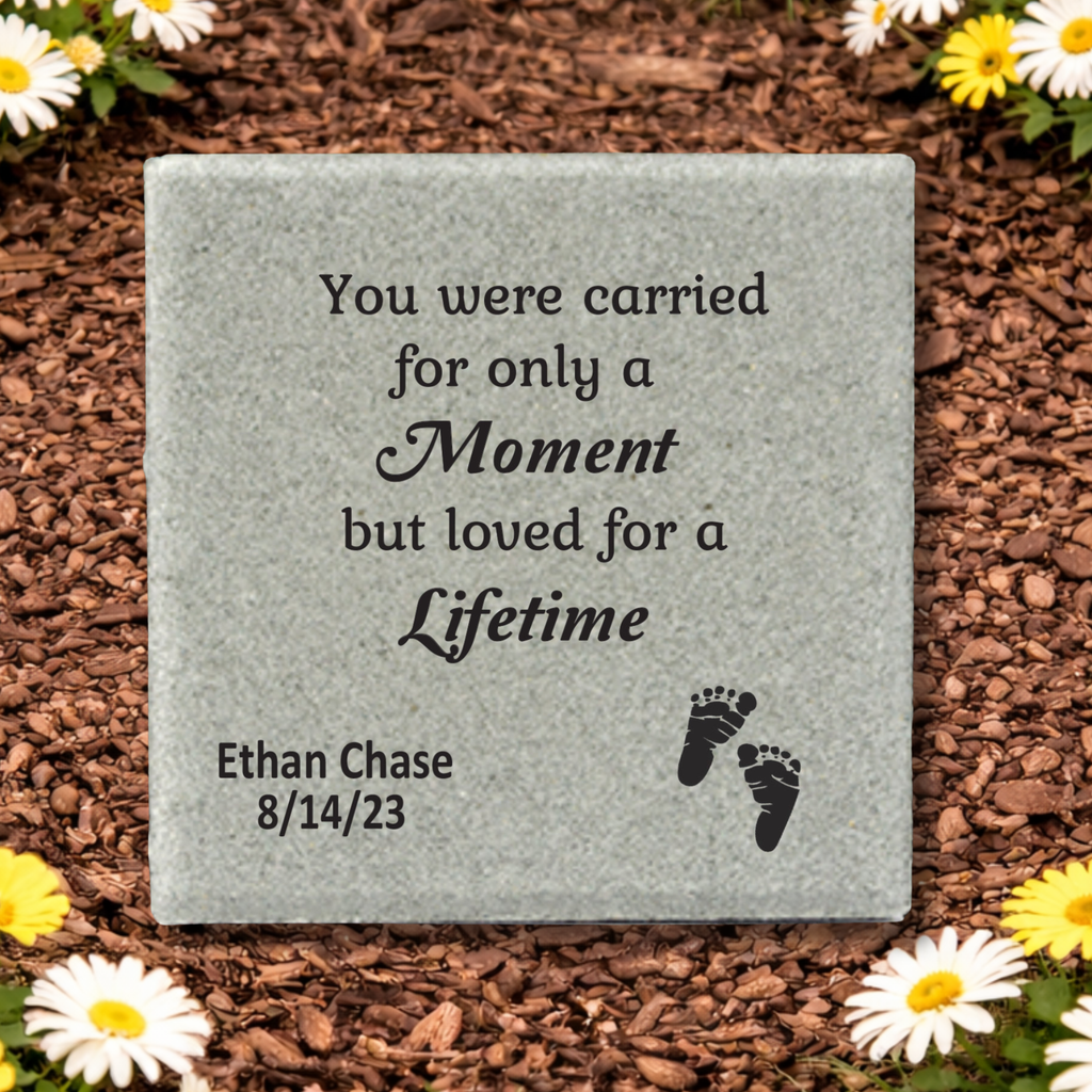 Baby Memorial Stone - 12x12 Personalized Infant Loss Stone | Sympathy Gift for Baby Loss