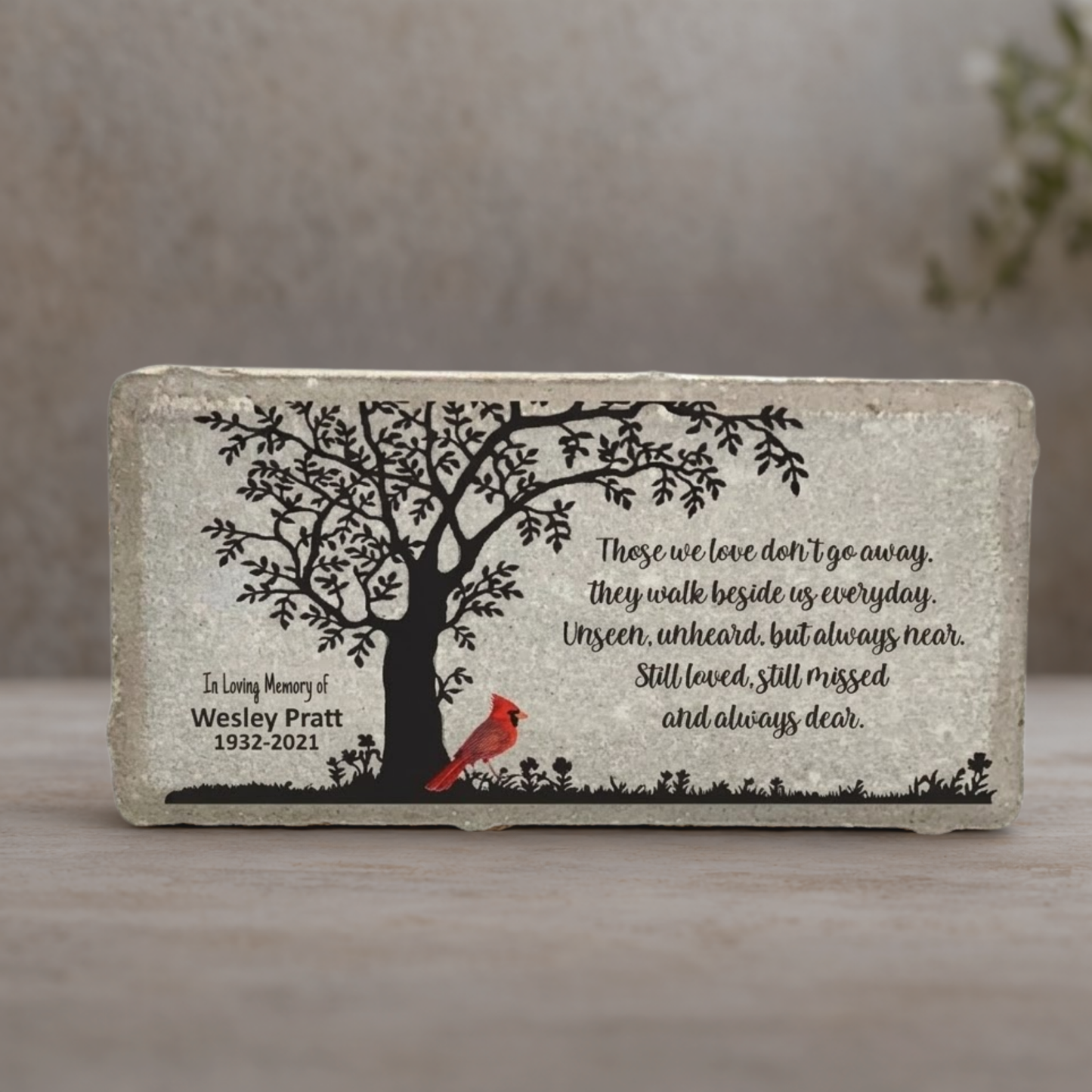 Cardinal Memorial Stone - Personalized Sympathy Gift | Custom Bereavement Keepsake