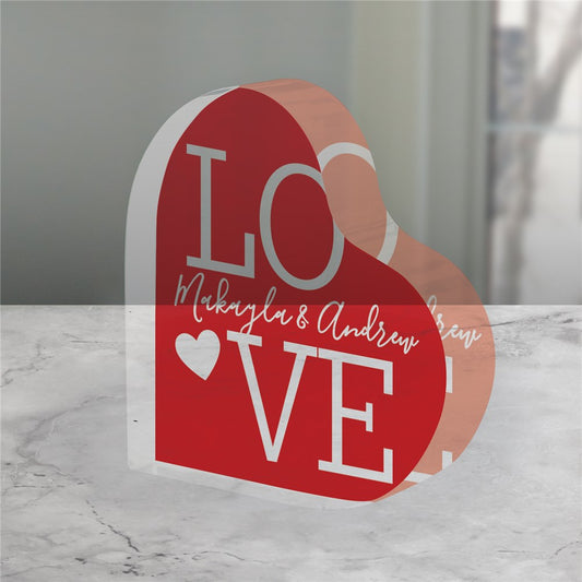 Personalized L.O.V.E. Acrylic Heart Keepsake for indoor display