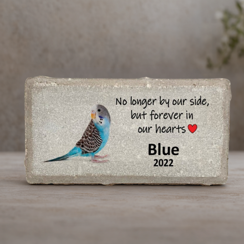 Parakeet Memorial Stone - Custom Blue Parakeet Keepsake