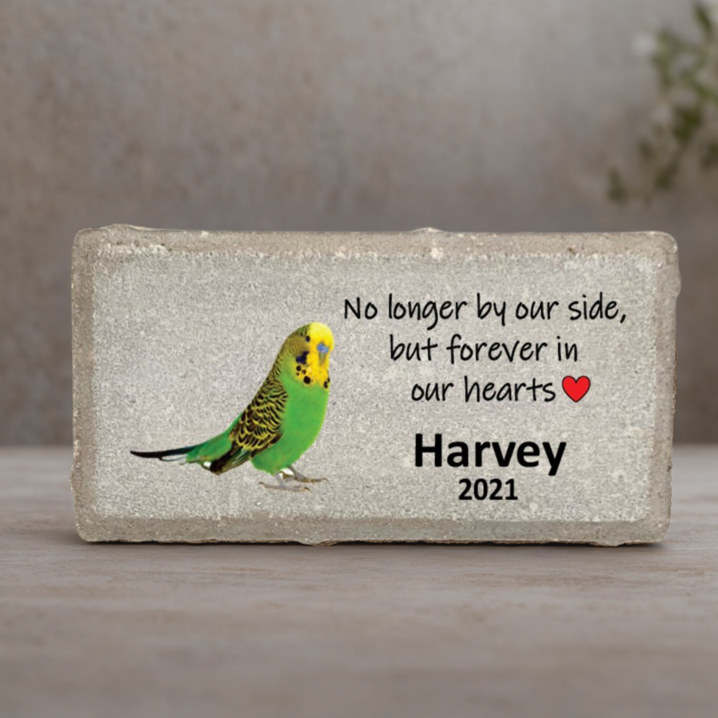 Parakeet Memorial Stone - Personalized Pet Memorial Gift | Outdoor Concrete Or Marble Plaque