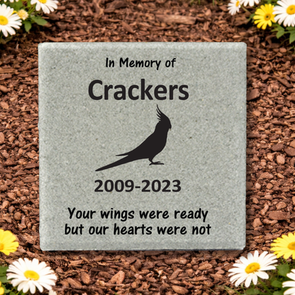 Cockatiel Memorial Stone - Personalized Pet Memorial Stone | Outdoor Garden Plaque