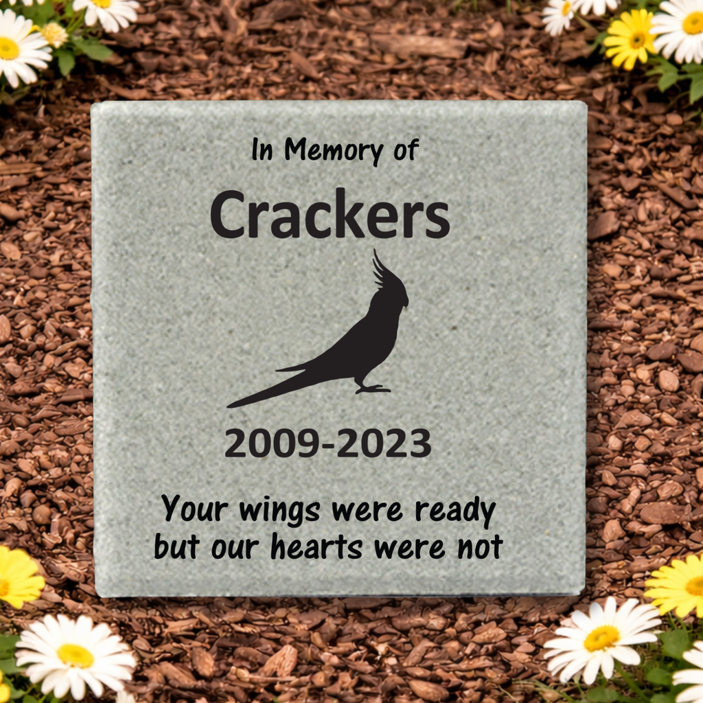 Cockatiel Memorial Stone - Personalized Pet Memorial Stone | Outdoor Garden Plaque