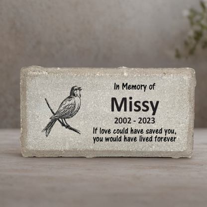 Bird Memorial Stone - Personalized Pet Memorial Gift | Concrete & Marble Plaques
