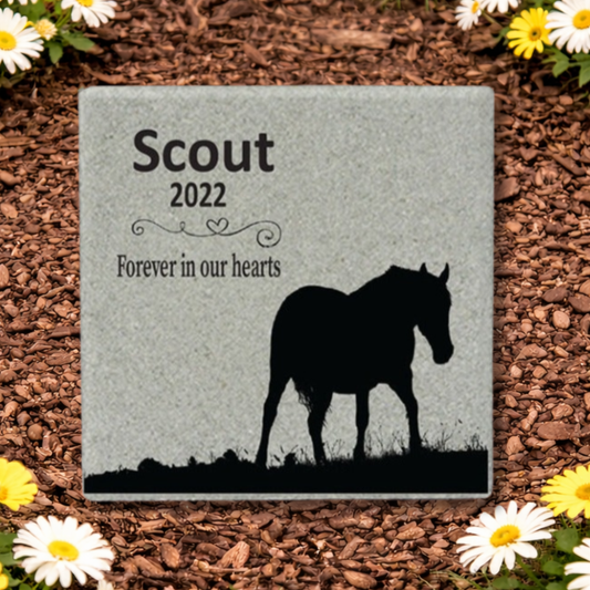 Horse Memorial Stone - Personalized Garden Memorial Stone | Custom Horse Keepsake