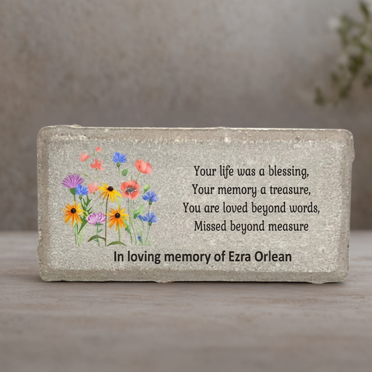 Memorial Stone - Custom Wildflower Sympathy Gift | Personalized Bereavement & Funeral Tribute