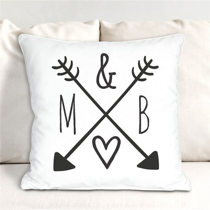 Arrows & Initials Throw Pillow – Personalized Couple Pillow