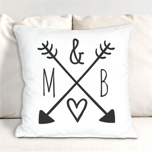Arrows & Initials Throw Pillow – Personalized Couple Pillow