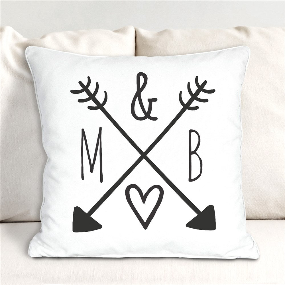 Arrows & Initials Throw Pillow – Personalized Couple Pillow