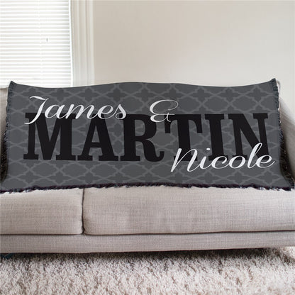 Personalized Couple's Tapestry Throw for indoor display
