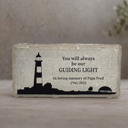 Lighthouse Memorial or Stone – Personalized Memorial Gift – Custom Concrete Or Marble Plaque