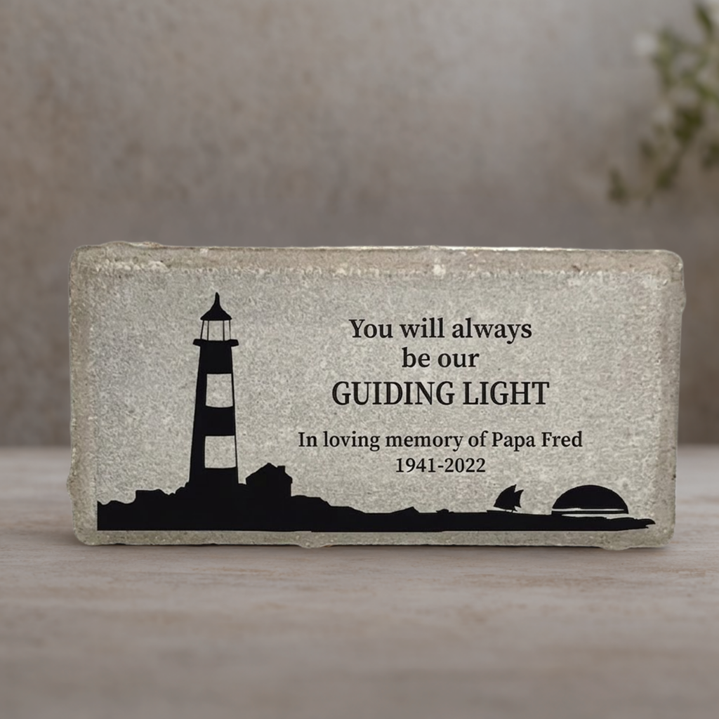Lighthouse Memorial or Stone – Personalized Memorial Gift – Custom Concrete Or Marble Plaque
