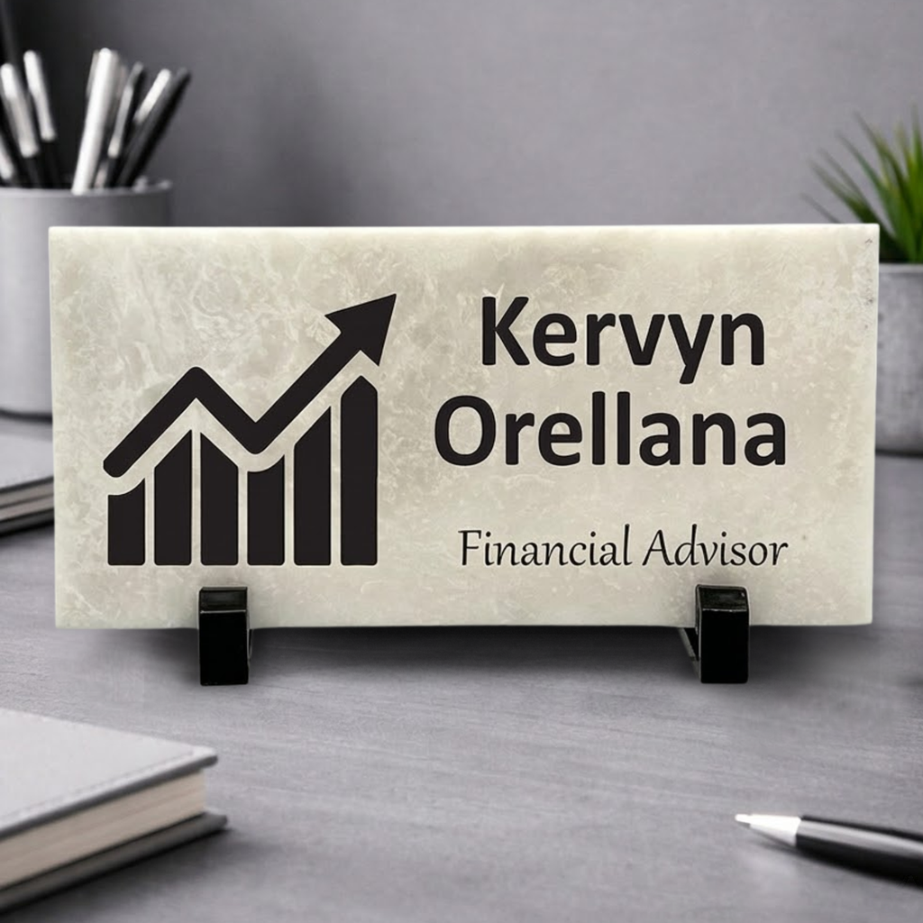 Financial Advisor Desk Sign - Personalized Marble Name Plate For Office