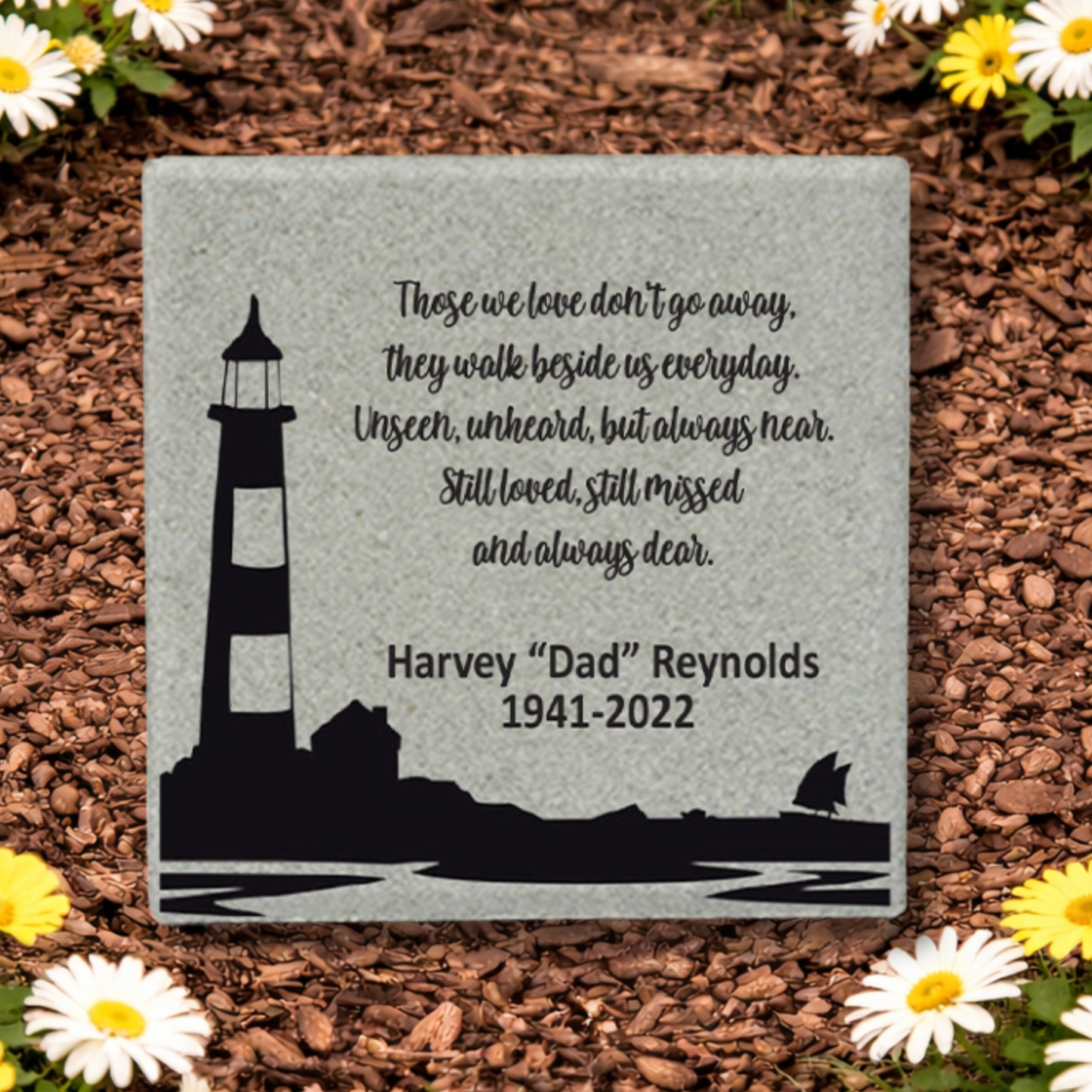 Lighthouse Memorial Stone - Personalized Memorial Garden Stone | Custom Sympathy Gift