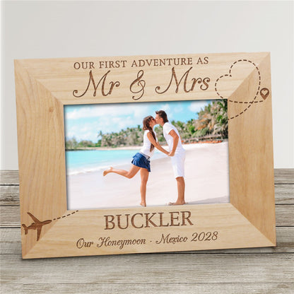 Wedding Picture Frame – Our First Adventure Mr & Mrs Honeymoon Frame