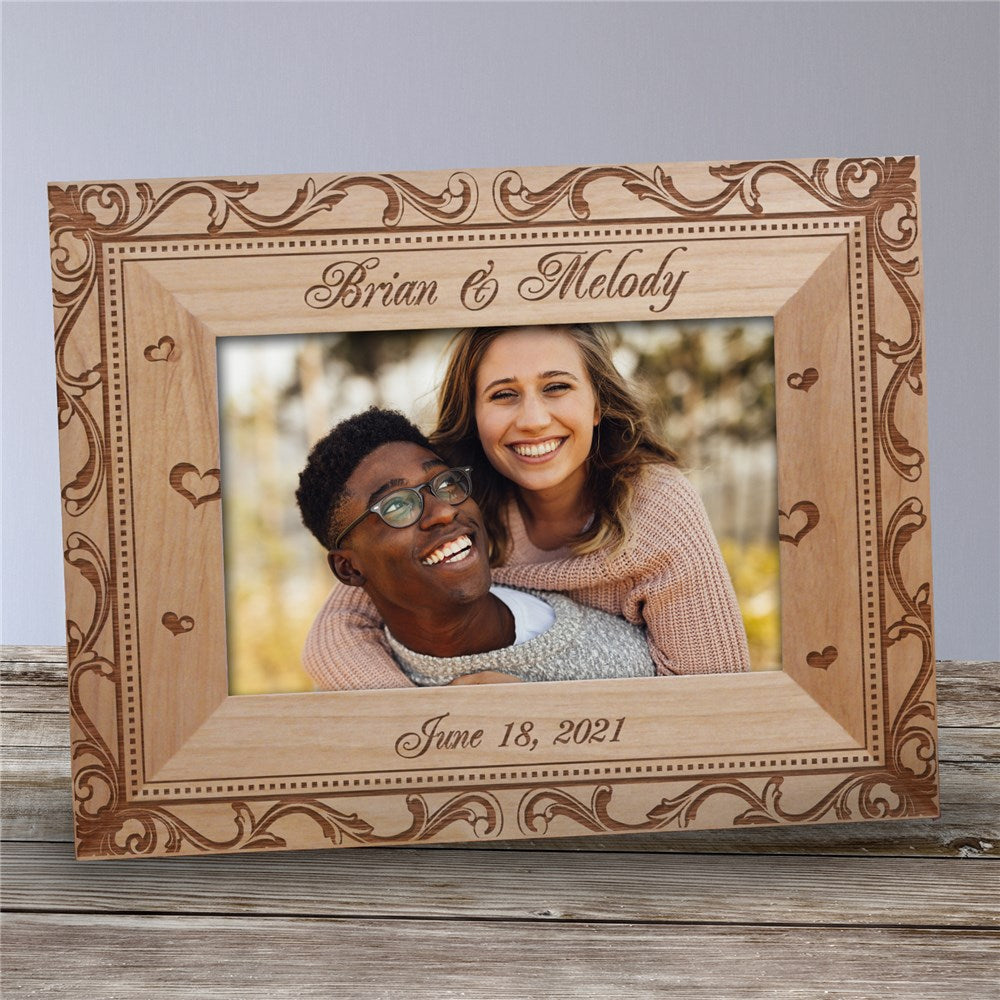 Wedding Picture Frame – Engraved Couple Wood Photo Frame