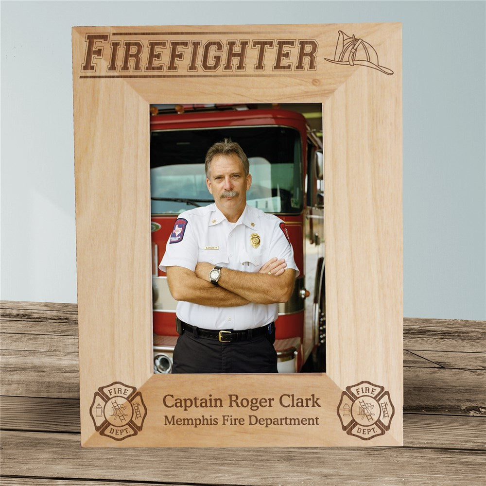 Firefighter Picture Frame – Engraved Fire Department Frame – Giftsake