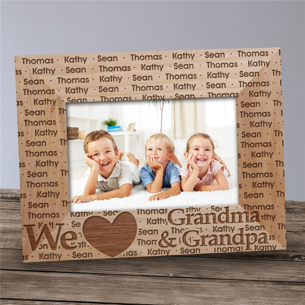 Grandma & Grandpa Picture Frame – Engraved Grandparents Wood Frame