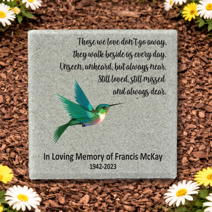 Personalized Memorial Stone - 12x12 Concrete Paver | Hummingbird Remembrance Gift