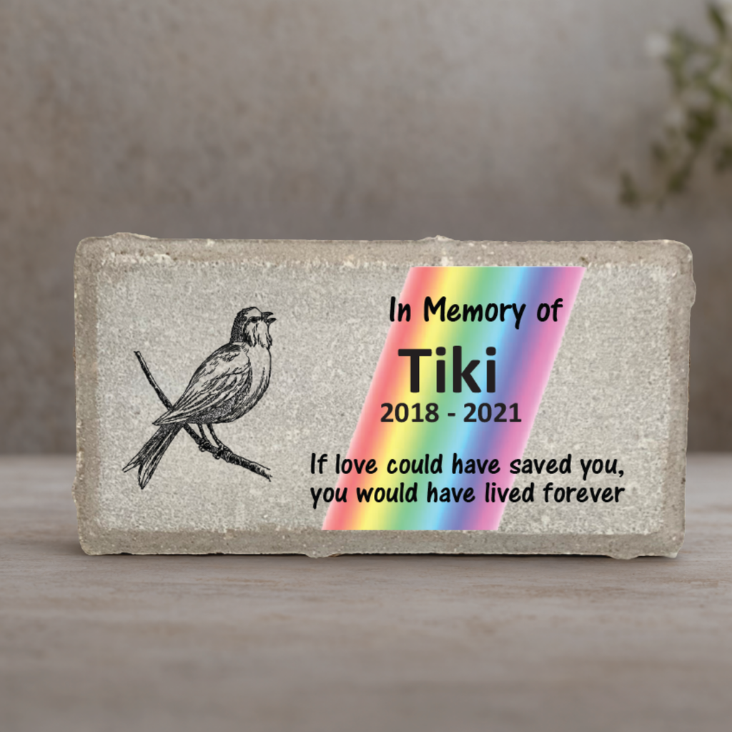 Bird Memorial Stone - Personalized Rainbow Bridge Pet Memorial