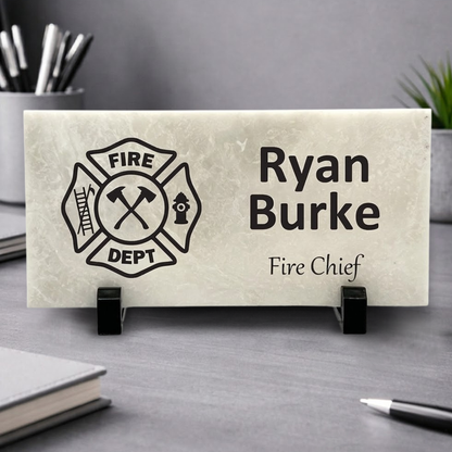 Fire Chief Marble Desk Name Plate