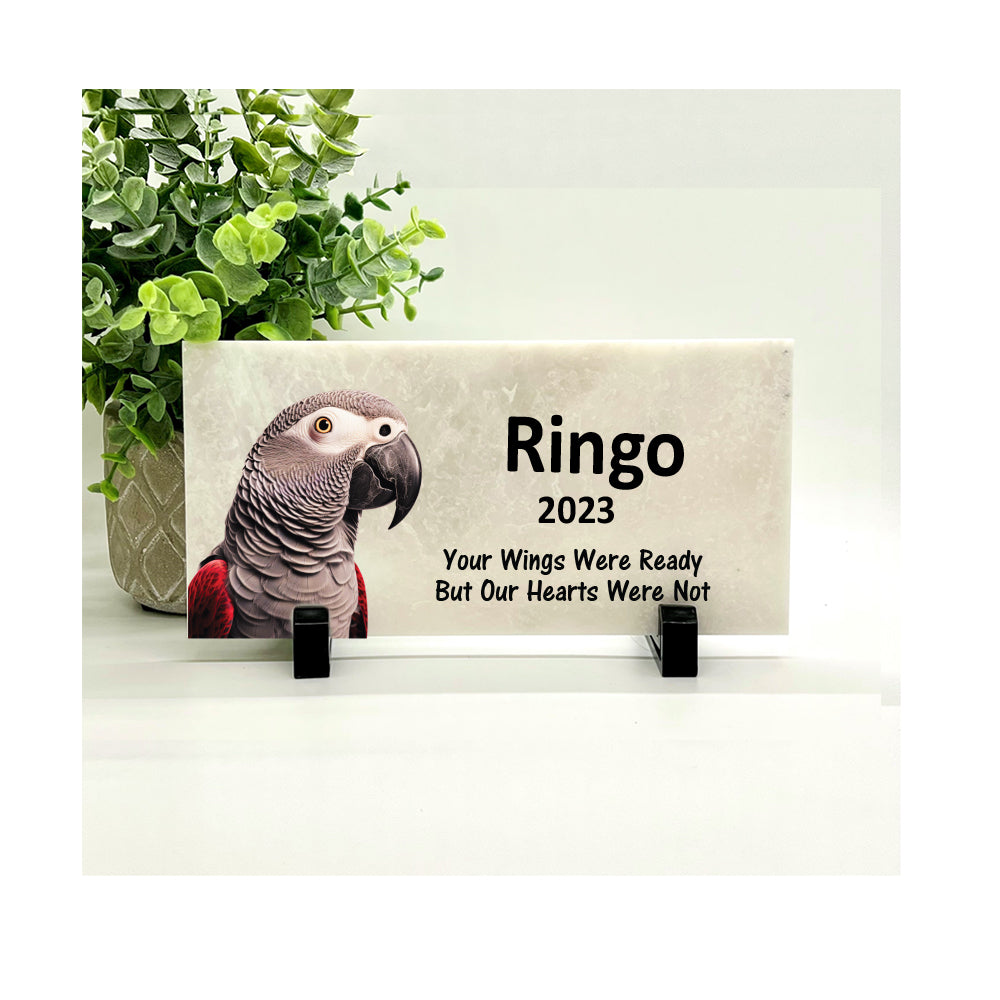 African Grey Memorial Stone - Personalized Pet Memorial Stone With Heartfelt Tribute