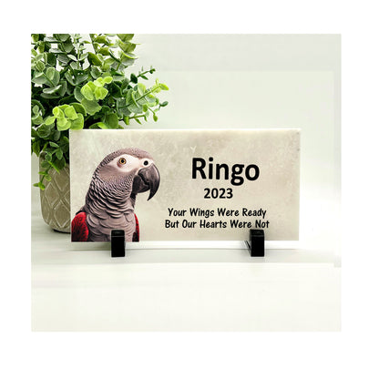 African Grey Memorial Stone - Personalized Pet Memorial Stone With Heartfelt Tribute