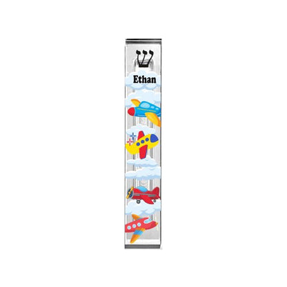Personalized Airplane Mezuzah - Clear Acrylic Case | Custom Religious Gift