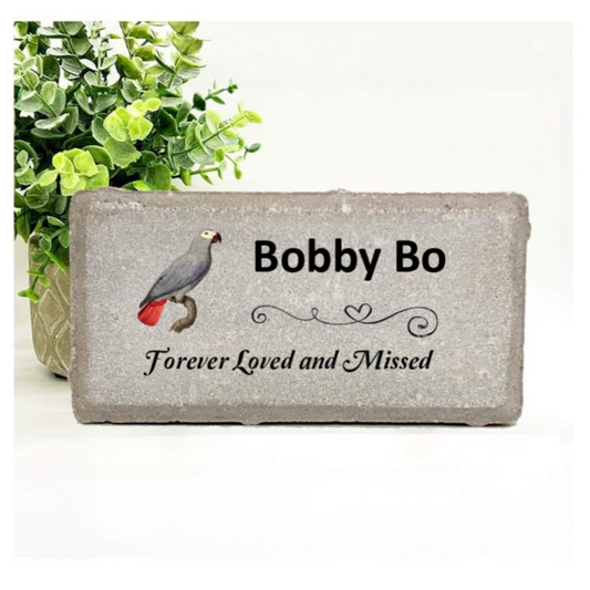 African Grey Memorial Stone - Personalized Pet Memorial Stone