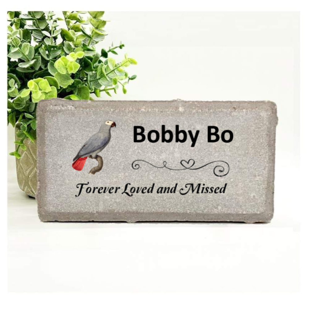 African Grey Memorial Stone - Personalized Pet Memorial Stone