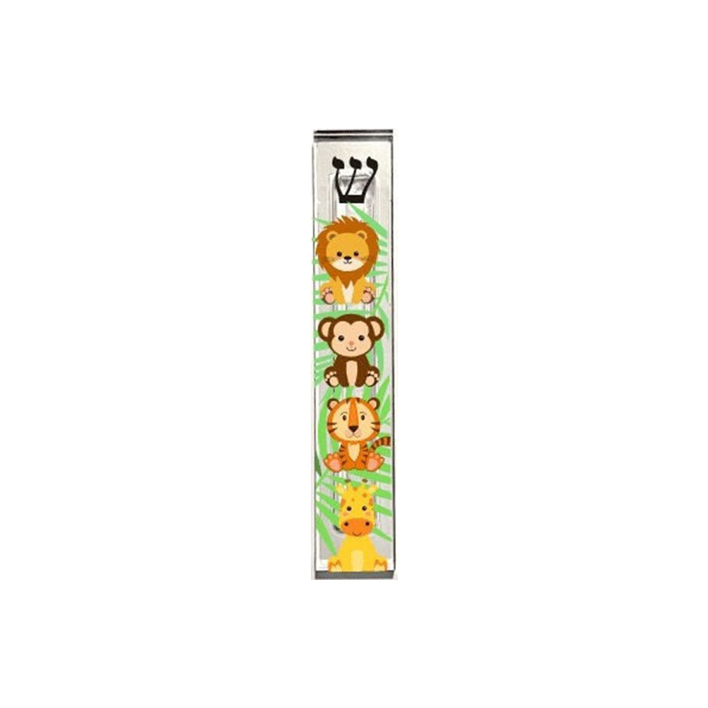 Personalized Baby Mezuzah – Acrylic Jungle Animal Mezuzah Case | Custom Nursery Gift