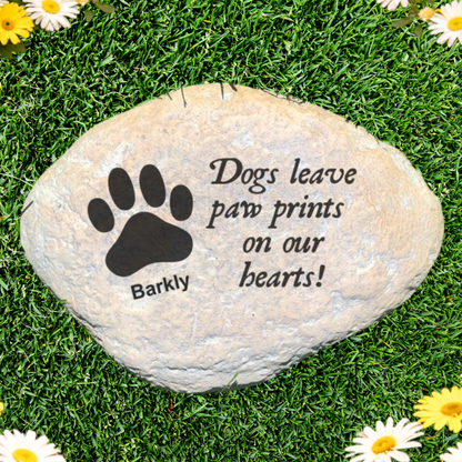 Personalized Dog Memorial Stone – Custom Paw Print Garden Tribute Gift