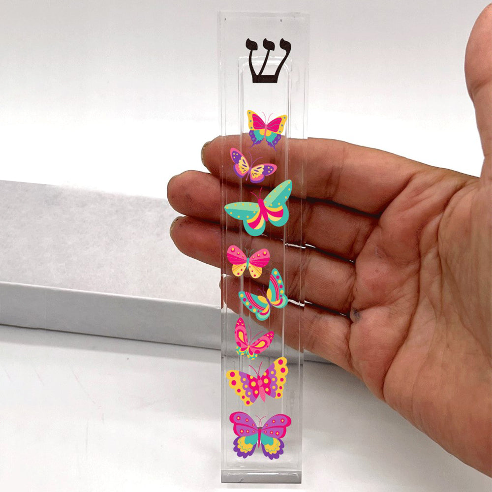Personalized Butterfly Mezuzah - Acrylic Mezuzah Case | Custom Judaica Gift