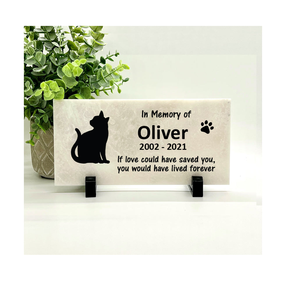 Cat Memorial Stone - Personalized Pet Remembrance Gift With Marble Or Concrete