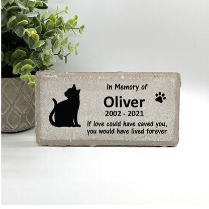 Cat Memorial Stone - Personalized Pet Remembrance Gift With Marble Or Concrete