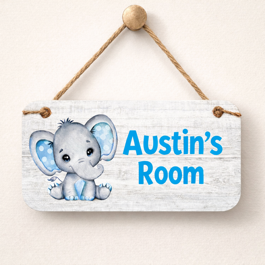 Baby Elephant Name Sign - Personalized Room Sign | Custom Kids Bedroom Plaque