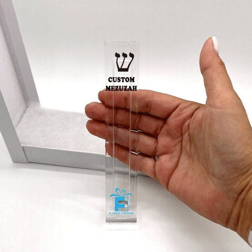 Personalized Acrylic Mezuzah – Custom Theme Mezuzah Case for New Home & Baby Naming Gift