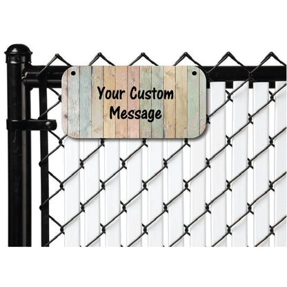 Custom Fence Sign - 5x10 PVC Waterproof Personalized Gate Sign with Faux Wood