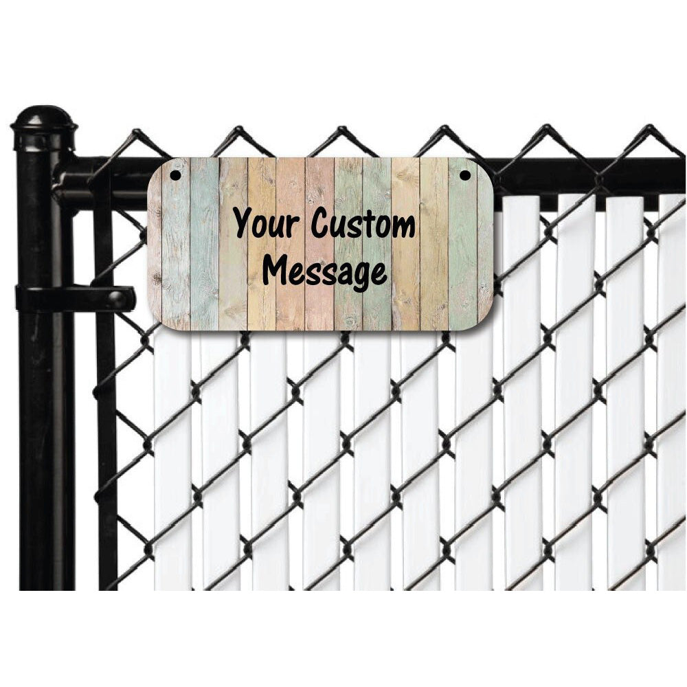 Custom Fence Sign - 5x10 PVC Waterproof Personalized Gate Sign with Faux Wood