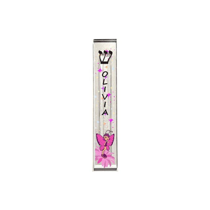 Personalized Kids Mezuzah - Pink Fairy Acrylic Custom Judaica Gift Case