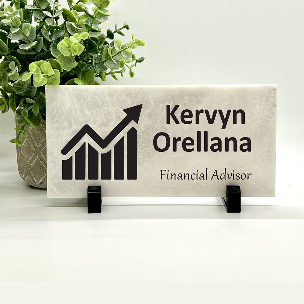 Financial Advisor Desk Sign - Personalized Marble Name Plate For Office