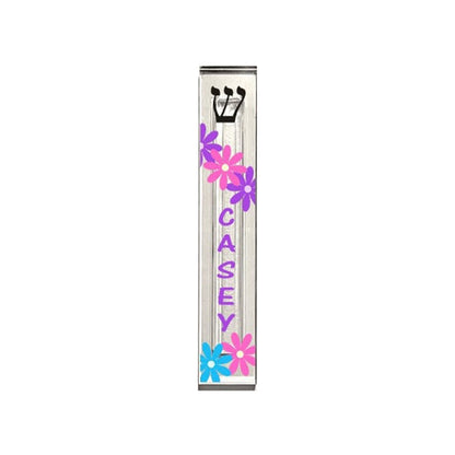Personalized Acrylic Mezuzah - Flower Mezuzah Case | Custom Indoor Holder