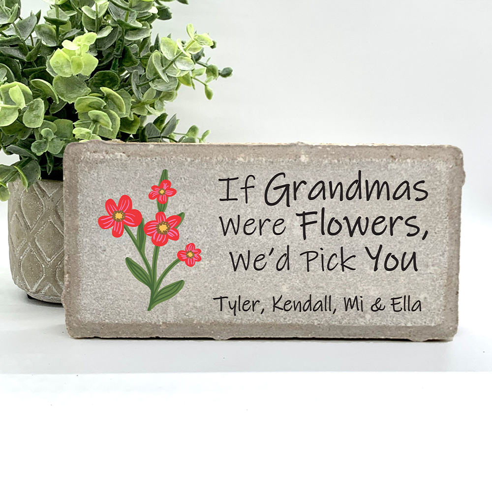 Personalized Grandma Stone - Custom Concrete Garden Gift With Names On Stone