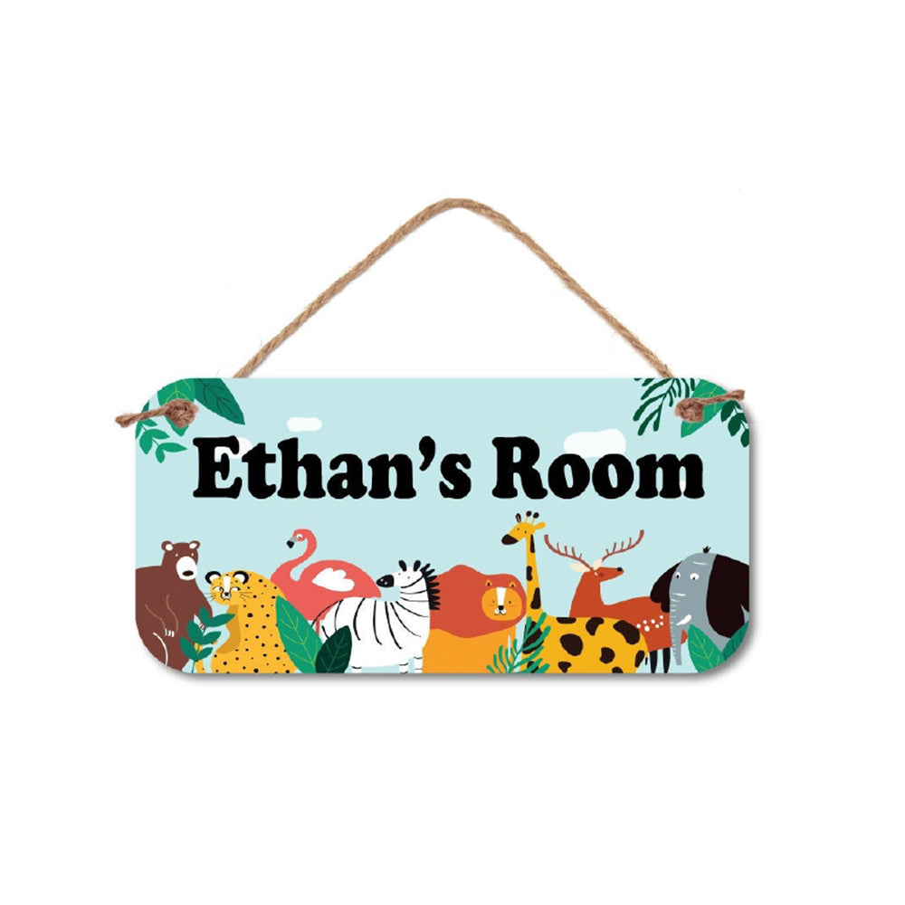 Personalized Room Sign - Jungle Animal Sign | Custom Name Plaque For Kids Decor