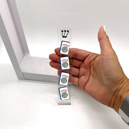 Mahjong Mezuzah Case – Acrylic Lucite Judaica Gift With Joker Tile Design