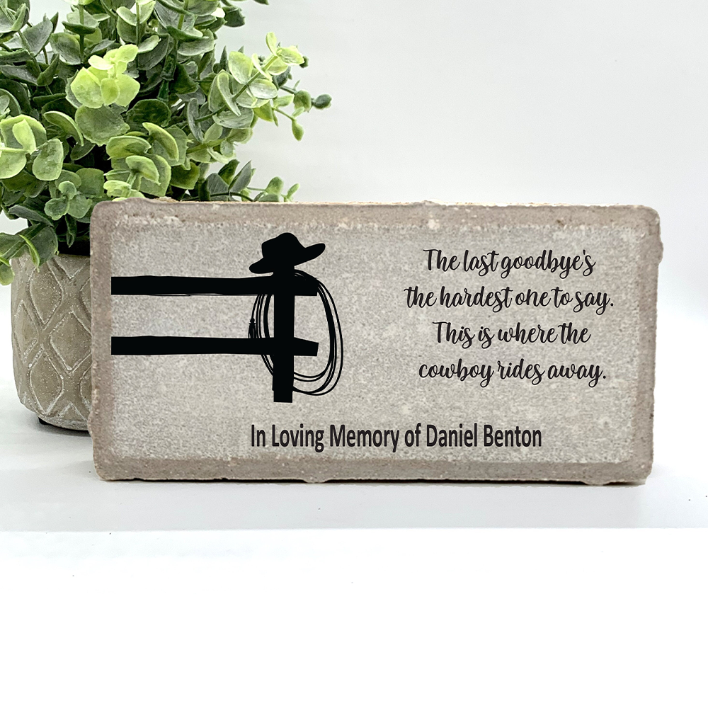 Custom Memorial Stone - Cowboy Memorial Sympathy Gift | Personalized Bereavement Keepsake