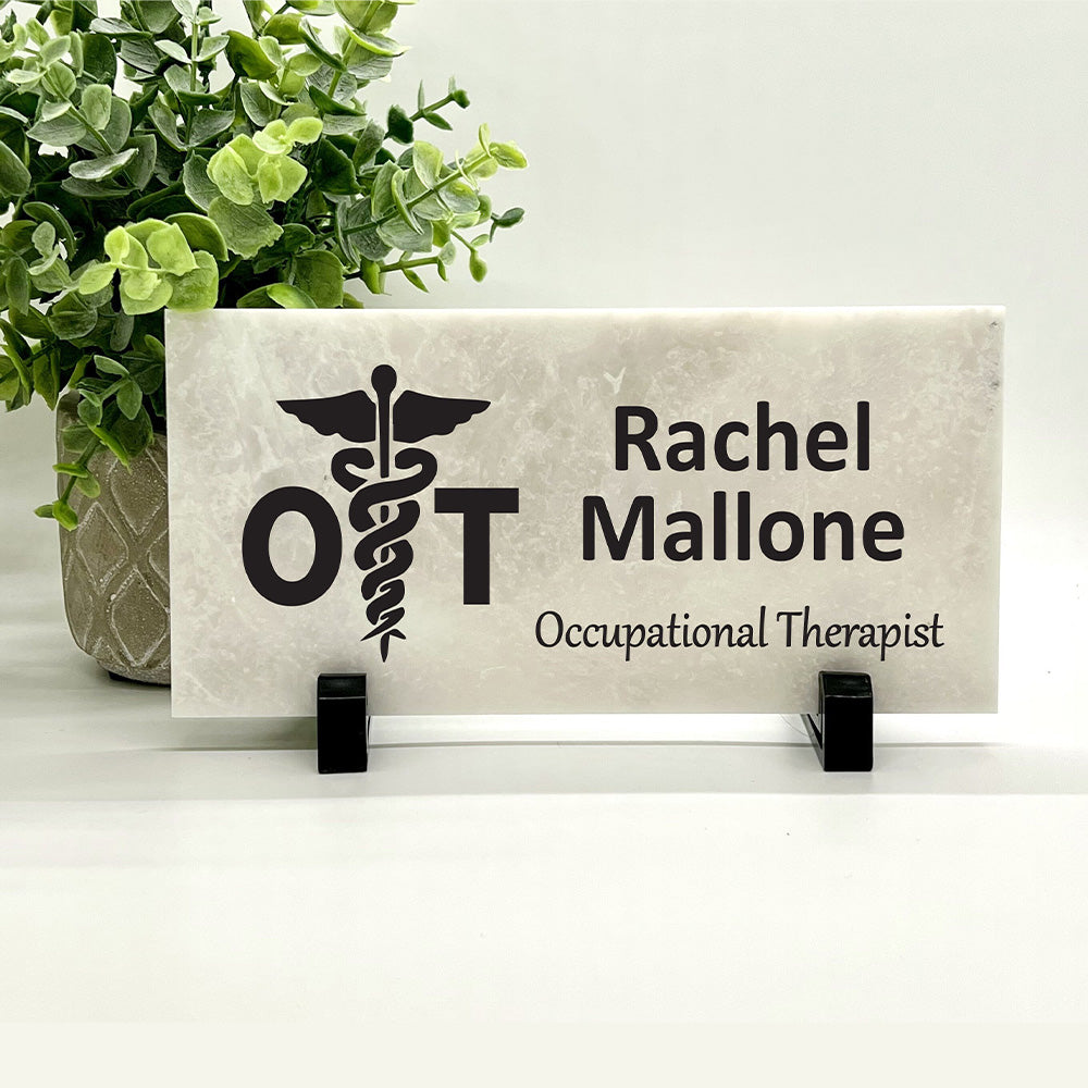 Occupational Therapist Desk Sign - Personalized Marble Desktop Name Plate